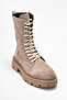 Women's Thick Sole Boots Real Nubuck Leather Zy 1558 Suede Mink - 3