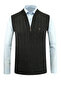 Men's Zippered Knitwear Dark Gray Vest Steel Knit Patterned Classic Fit with Pockets - 5209J