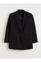 Lcw Modest Black Button Detailed Women's Blazer Jacket - 5