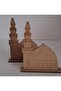 2 Mosques Nebevi Wooden Painting Religious Activity School Course Event Mevlid Candlestick Set - 3