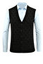 Men's Buttoned Black Vest with Pockets, Crinkled Steel Knit, Classic Fit - 5215L