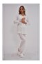 Women's Ecru Special Design Lace Long Sleeve Cotton Maternity Pajama Set - 3