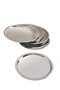 6-Piece Stainless Steel Round Tea and Coffee Serving Tray - 21.5cm - 2