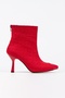 Leo Red Front Red Skin Back Zipper Detailed Women's Boots Bottie