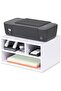 Printer Stand with 3 Storage – White Desktop Paper Organizer for Office & Home - 3