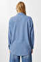 Oversize Crinkle Knitted Shirt Lub0246 Indigo Blue - 4