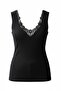 Women's Black Wool Undershirt with Thick Straps and Lace - Non-Itchy Fine Textured Ribbed Knit Hasyün - 4