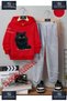 Children's Unisex Printed Hooded Tracksuit Set with the Saying, "Cat Black Feet on the Side."