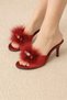 Women's Burgundy Stone Feather Heeled Lelin Dowry Platform House Slippers Q1L7K5Ck