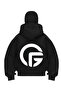 Black Gf Logo Printed Unisex Sweatshirt Cardigan with Balaclava