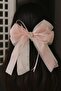 Pearl Detailed Powder Pink Bow Hair Clip - 3