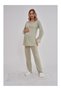 Women's Pistachio Green Special Design Lace Long Sleeve Cotton Maternity Pajama Set - 3