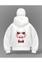 White Chainsaw Printed Snow Mask Oversize Sweatshirt Cardigan