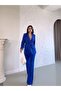 Women's Tie-Up Belted Shawl Collar Blazer Jacket Flared Leg Stretchy Pants Suit - 6