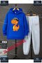 Children's Unisex Hooded Tracksuit Set with Printed "Rawr Dino Headphones Orange"
