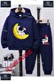 Children's Unisex Printed Hooded Tracksuit Set with the Text: "Astronaut Reaching for the Yellow Moon".