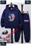 Children's Unisex Printed Hooded Tracksuit Set with a Colorful Pattern of an Astronaut and a Circle