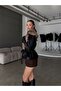 Black Fur Collar Tied Leather Jacket - 5