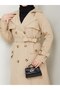 Women's Lined Trench Coat with Button Detail on the Back - 2