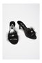 Women's Black Furry Stone Heeled Lelin Dowry House Slippers Q2L1K5Ck - 2