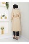 Women's Lined Trench Coat with Button Detail on the Back - 4