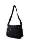 Women's Medium Size 7 Compartments Water Resistant Crinkle Fabric Black Crossbody Shoulder Bag - 7