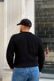 Koba Men's Thessaloniki Knitted Oversize Crew Neck Black Thick Sweater - 6