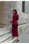 Women's New Season V-Neck Stretch Fabric Fabric Gold Belt Detailed Long Dress - 2