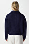 Women's Lean Soft Texture Polo Neck Navy Blue Basic Knitwear Cardigan Hi00179 - 7