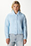 Women's Lean Soft Texture Polo Neck Blue Basic Knitwear Cardigan Hi00179 - 2