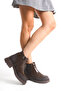 Norivena Brown Women's New Season Flat Patent Leather Elastic Daily Comfortable Fit Boots - 6