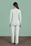 Women's Green Color Half Button Long Sleeve Maternity Pajamas Set C6T4N91 - 6