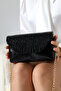 Black Patent Leather Women's Small Size Crocodile Patterned Shiny Stylish Bag with Chain Strap Shoulder and Hand Bag - 5