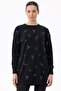 Tunic with Scattered Floral Stones Black