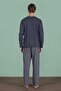 Men's Smoked Long Sleeve Buttoned Collar Stripe Detailed Bottom Pajama Set C4T3N91 - 6