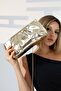 Gold Women's Chain Strap Portfolio Evening Bag Shiny Shoulder and Hand Bag for Invitations - 4