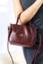 Burgundy Women's Bag Lined with Zipper - Crossbody Shoulder and Handbag Small Size - 7