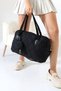 Women's Black Quilted Patterned Padded Fabric Large Mini Wallet-Detail Shoulder and Hand Bag - 6