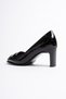 Vionna Women's Black Patent Leather Crocodile Heeled Shoes with Gold Accessories (6.5 cm) - 4