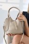 Beige Women's Bag, Mini Puffy Bag, Detailed Crossbody, Shoulder Bag, and Handbag - 7