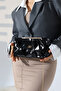 Black Women's Chain Strap Portfolio Evening Bag Shiny Shoulder and Hand Bag for Invitations - 3