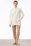 Cardigan with Pockets, Hair Braided Zipper, Ecru - 3