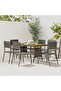 7 Piece Outdoor Dining Set Poly Rattan Grey