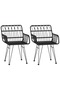 3 Piece Garden Dining Set Black Poly Rattan - 2