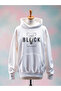 Black Printed Cotton 3 Thread Oversize White Sweatshirt