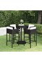 5 Piece Garden Bar Set with Cushions Poly Rattan Black