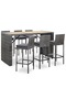 7 Piece Outdoor Bar Set with Cushions Poly Rattan Grey