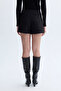 Women's Black Wrap Mini Skirt - 2