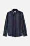 Men's Indigo Regular Fit Striped Long Sleeve Shirt