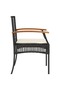 3 Piece Bistro Set with Cushions Black Poly Rattan Acacia Wood - 5